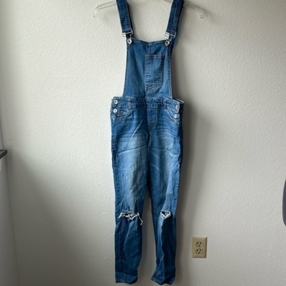 Dollhouse overalls junior size 3 waist 26 light blue white wash denim